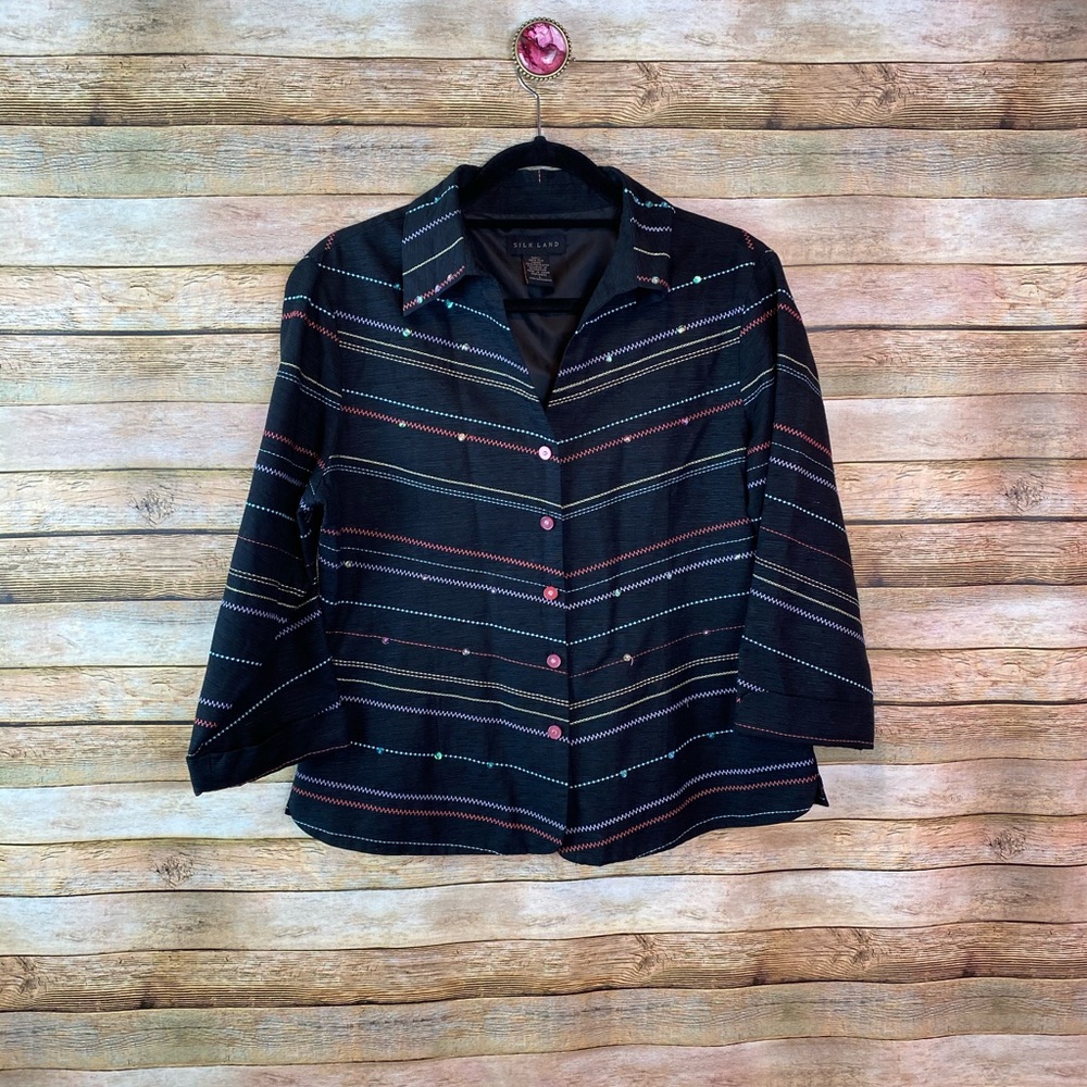 Silkland Button Down Blouse/Jacket Large - image 1
